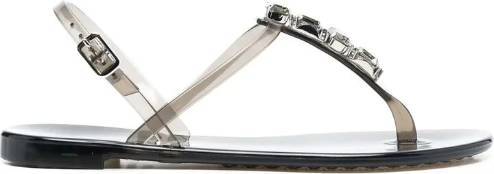 Crystal-Embellished Jelly Sandals