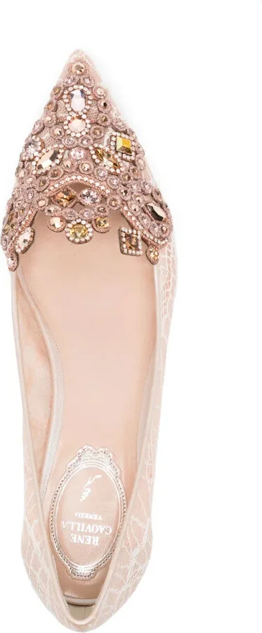 Crystal-Embellished Lace Ballerina Shoes - Image 4
