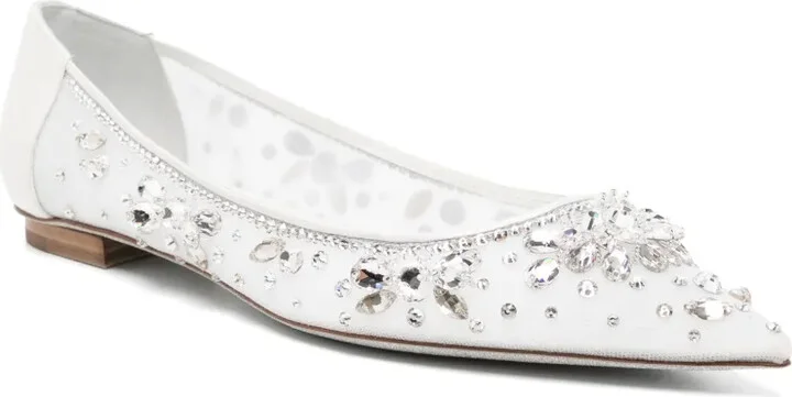 Crystal-Embellished Lace Ballerina Shoes - Image 2