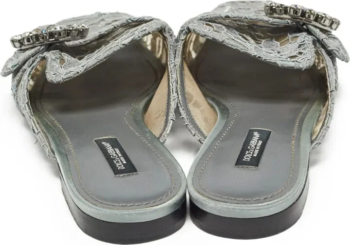 Crystal-Embellished Lace Mules - Image 3