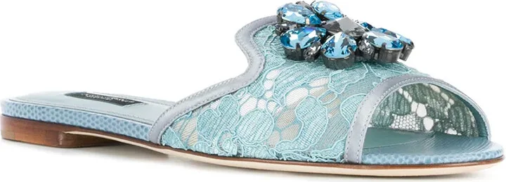 Crystal-Embellished Lace Slides - Image 2