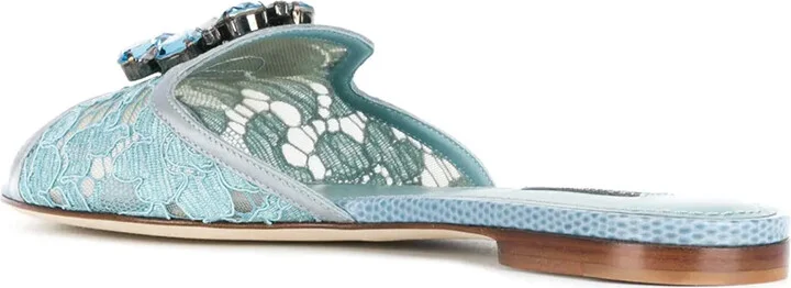 Crystal-Embellished Lace Slides - Image 3