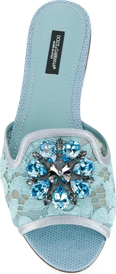 Crystal-Embellished Lace Slides - Image 4