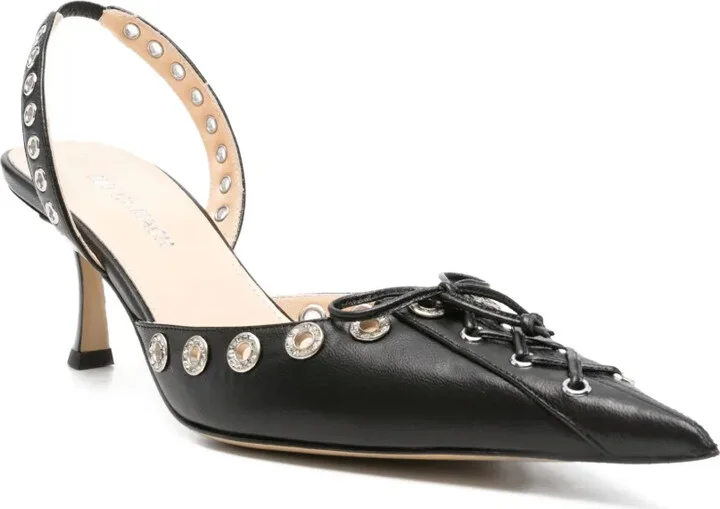Crystal-Embellished Lace-Up Pumps - Image 2