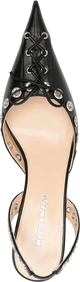 Crystal-Embellished Lace-Up Pumps - Image 4
