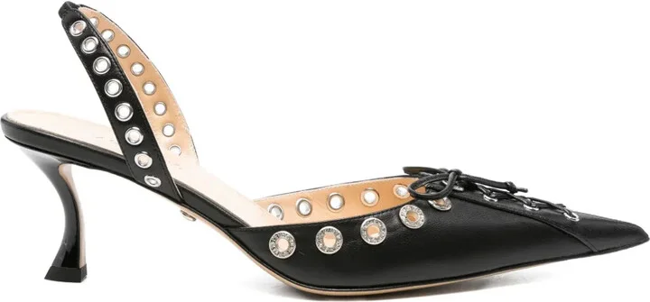 Crystal-Embellished Lace-Up Pumps
