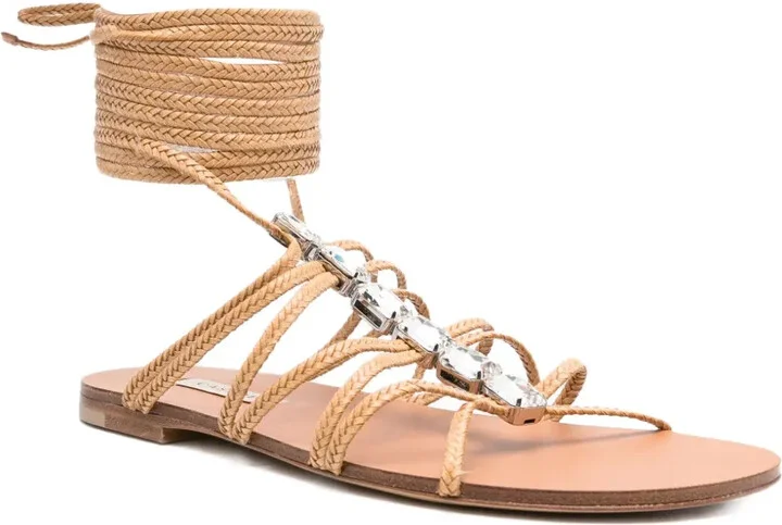 Crystal-Embellished Lace-Up Sandals - Image 2