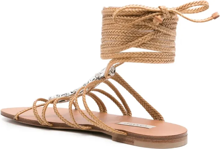 Crystal-Embellished Lace-Up Sandals - Image 3