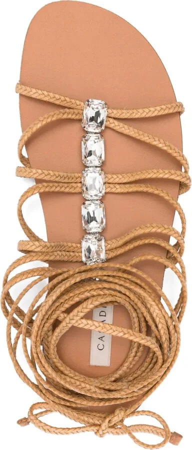 Crystal-Embellished Lace-Up Sandals - Image 4