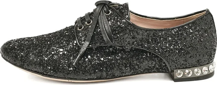 Crystal-Embellished Lace-Up Shoes