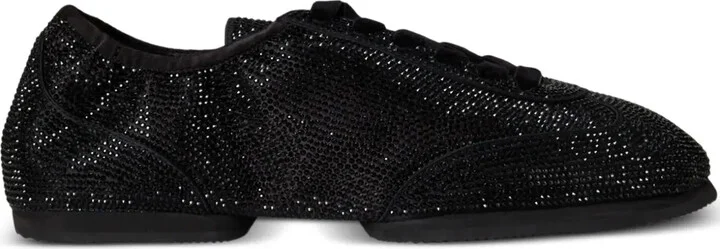 Crystal-Embellished Lace-Up Sneakers