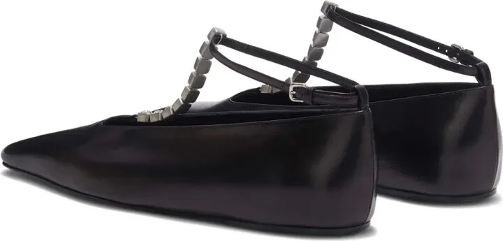 Crystal-Embellished Leather Ballerina Shoes - Image 3