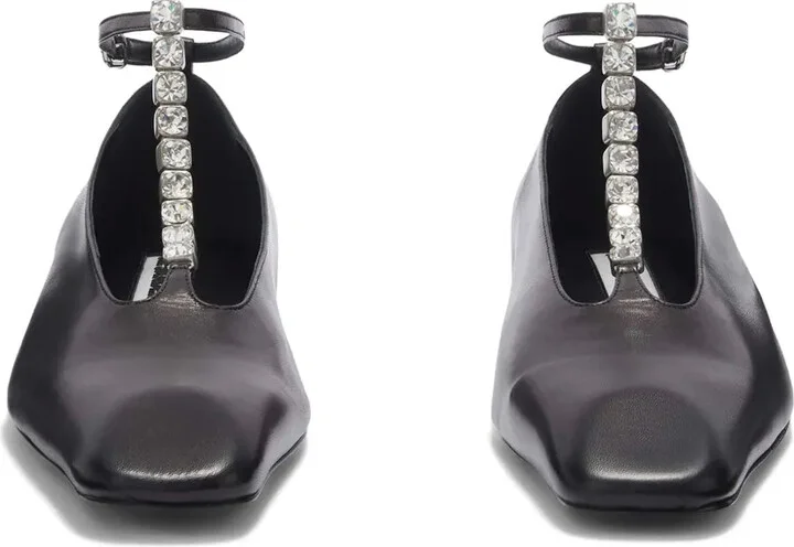 Crystal-Embellished Leather Ballerina Shoes - Image 4
