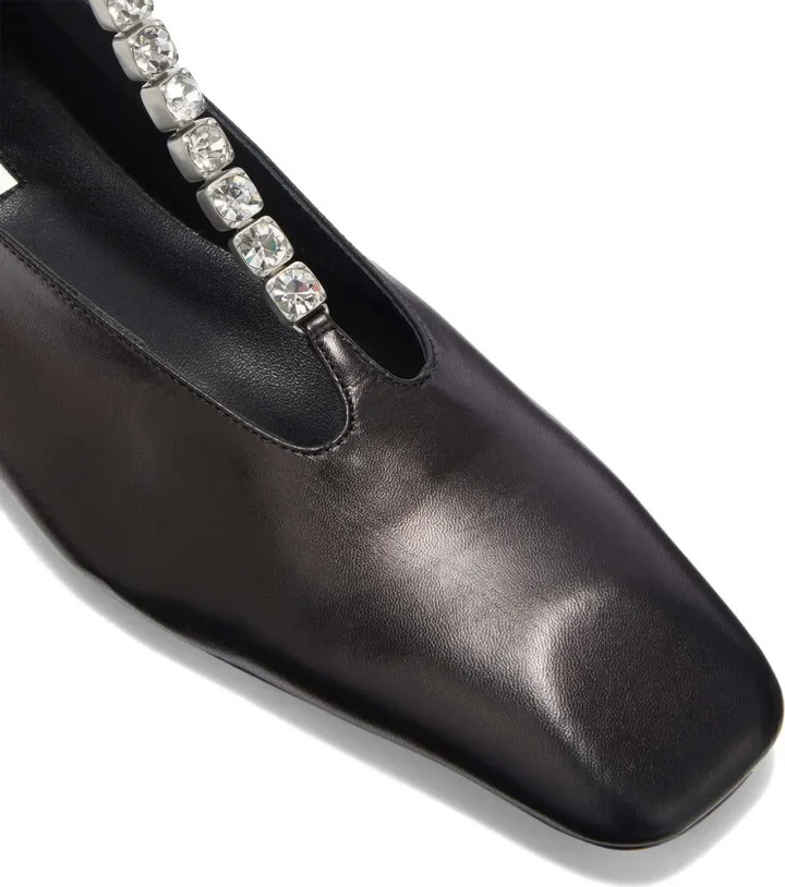 Crystal-Embellished Leather Ballerina Shoes - Image 5