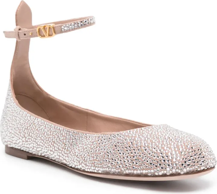 Crystal-Embellished Leather Ballerina Shoes - Image 2