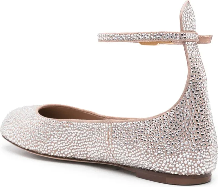 Crystal-Embellished Leather Ballerina Shoes - Image 3