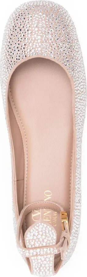 Crystal-Embellished Leather Ballerina Shoes - Image 4