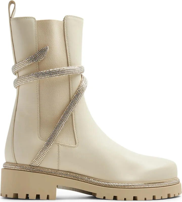 Crystal-Embellished Leather Boots