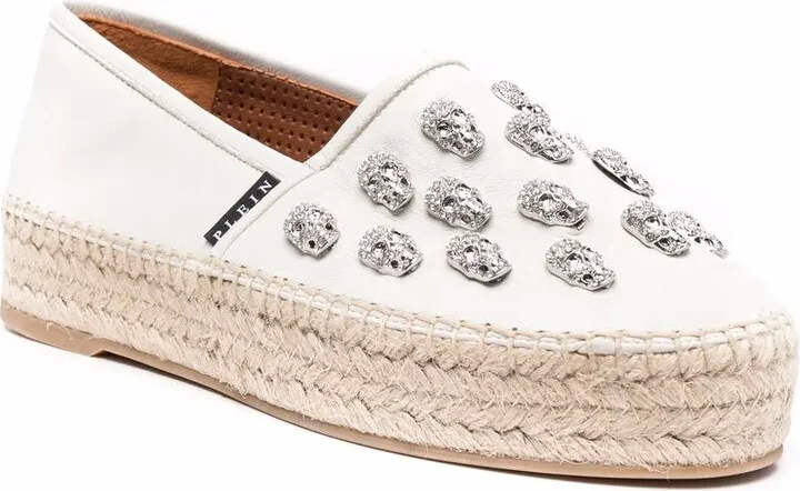 Crystal-Embellished Leather Espadrilles - Image 2