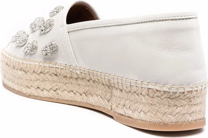 Crystal-Embellished Leather Espadrilles - Image 3