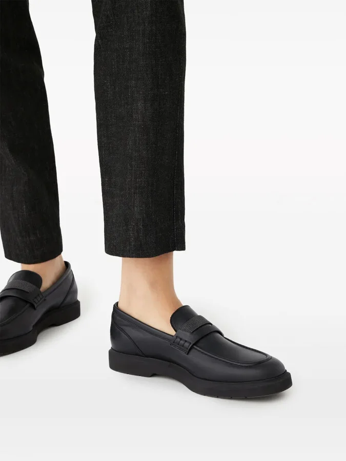 Crystal-Embellished Leather Loafers - Image 5