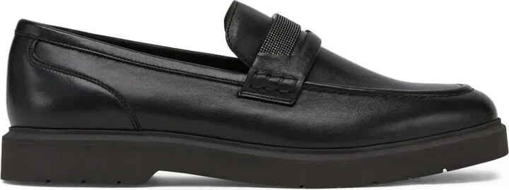 Crystal-Embellished Leather Loafers