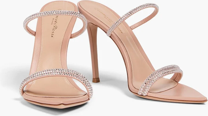 Crystal-embellished leather mules - Image 2