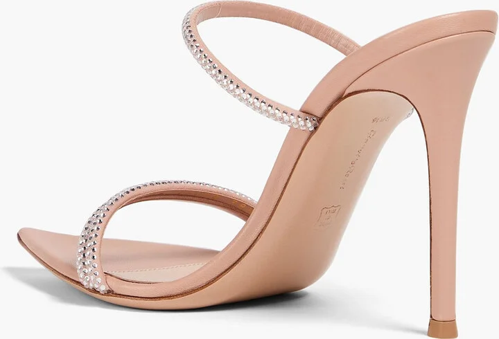 Crystal-embellished leather mules - Image 3