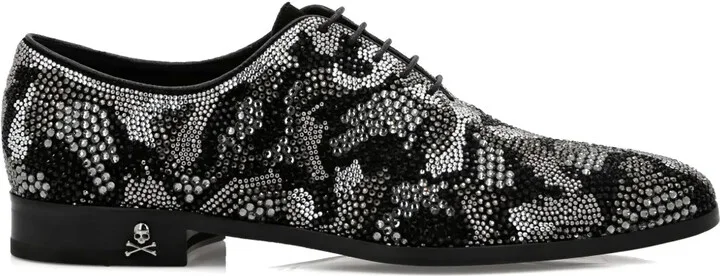crystal-embellished leather Oxford shoes