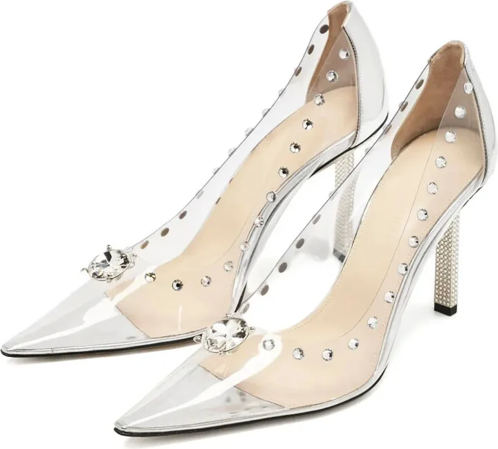 Crystal-Embellished Leather Pumps - Image 2
