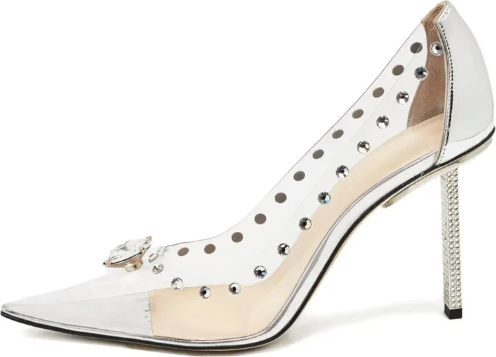Crystal-Embellished Leather Pumps