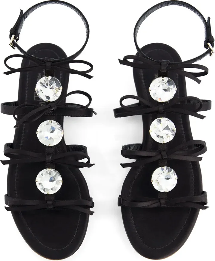 Crystal-Embellished Leather Sandals - Image 3