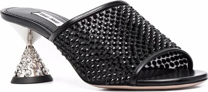 Crystal-Embellished Leather Sandals - Image 2