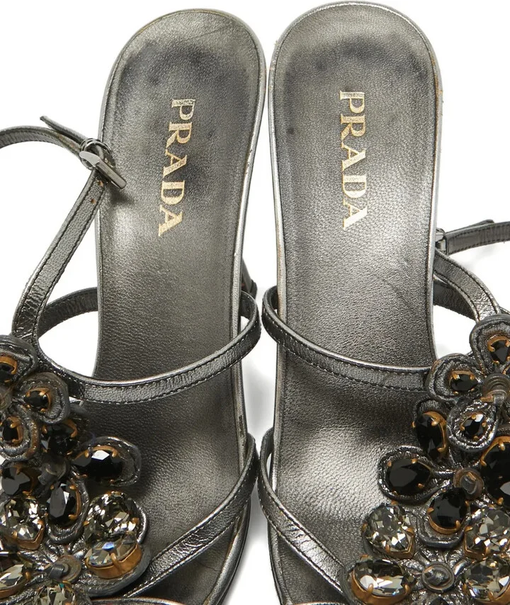 Crystal-Embellished Leather Sandals - Image 4