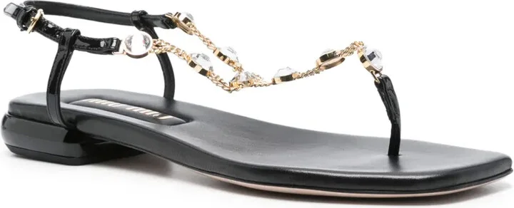 Crystal-Embellished Leather Sandals - Image 2