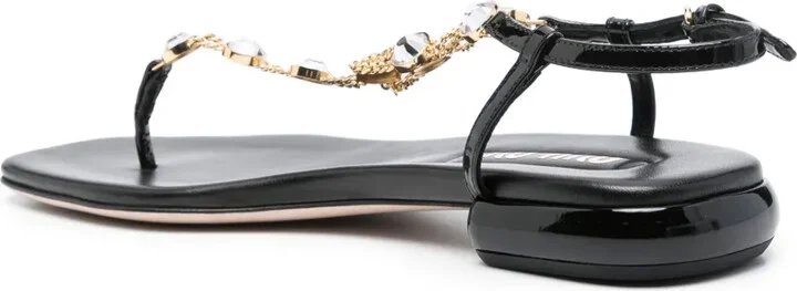 Crystal-Embellished Leather Sandals - Image 3