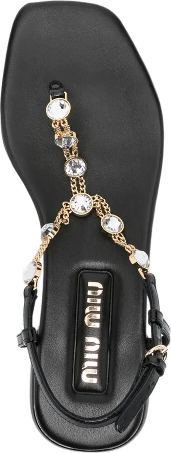 Crystal-Embellished Leather Sandals - Image 4