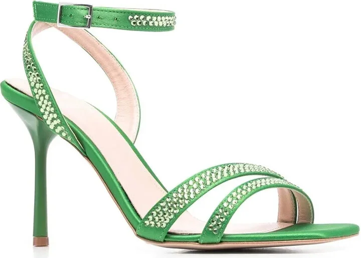 Crystal-Embellished Leather Sandals - Image 2