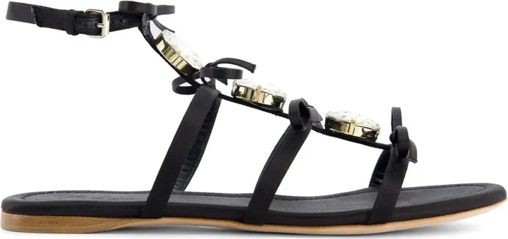Crystal-Embellished Leather Sandals