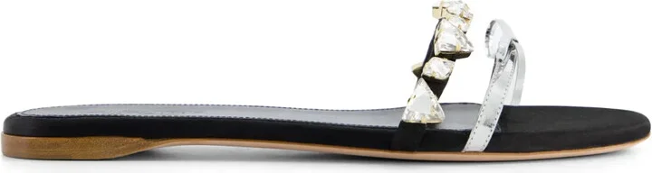 Crystal-Embellished Leather Sandals