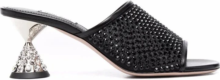 Crystal-Embellished Leather Sandals