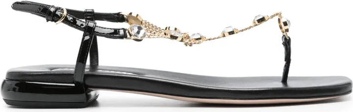 Crystal-Embellished Leather Sandals