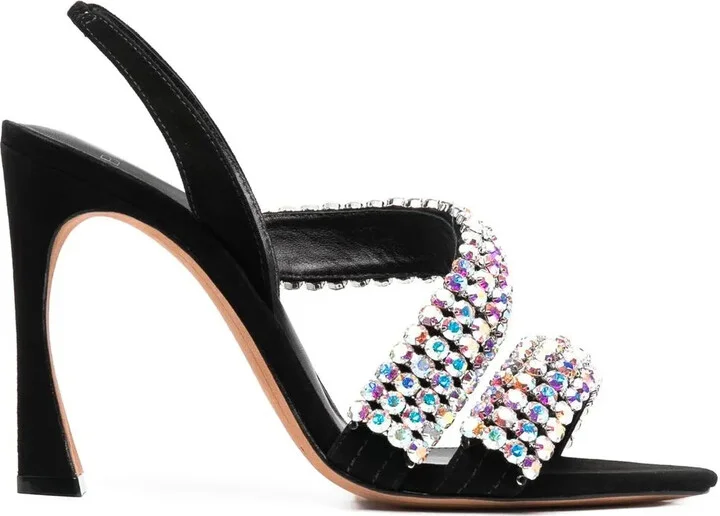 Crystal-Embellished Leather Sandals