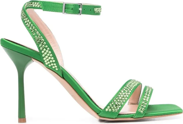Crystal-Embellished Leather Sandals