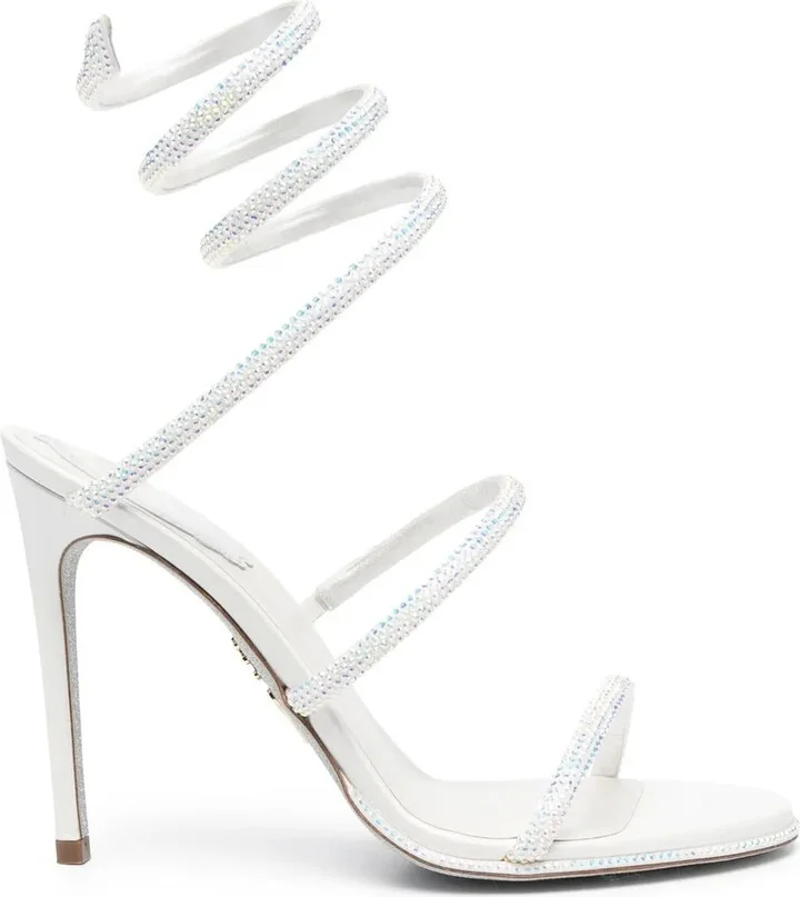 Crystal-Embellished Leather Sandals
