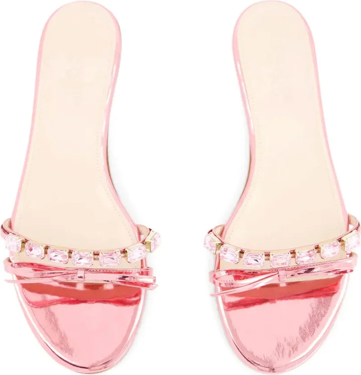 Crystal-Embellished Leather Slides - Image 3