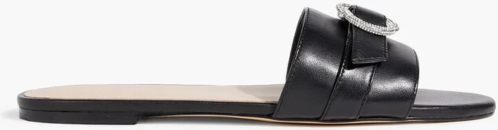 Crystal-embellished leather slides