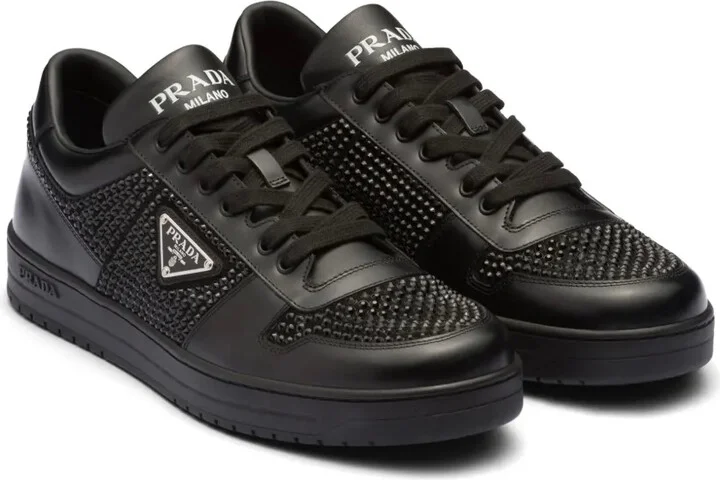 Crystal-Embellished Leather Sneakers - Image 2