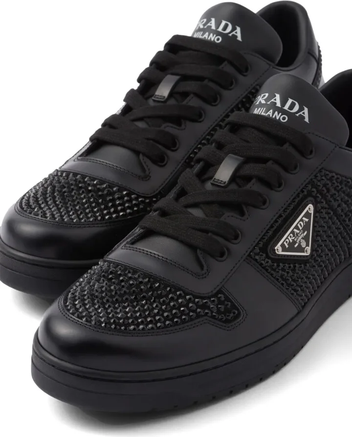 Crystal-Embellished Leather Sneakers - Image 4