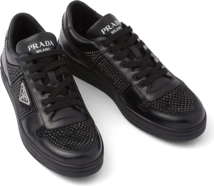 Crystal-Embellished Leather Sneakers - Image 5